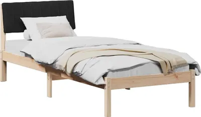 Zdjęcie produktu dla Rama łóżka brązowo-czarny 75 x 190 cm Lite drewno sosnowe