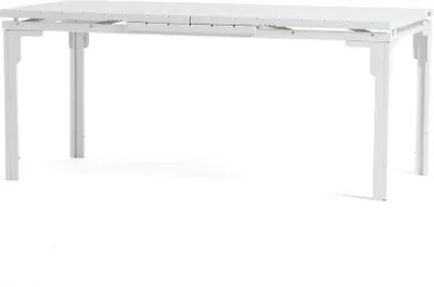 Produktbild von Ausziehbarer Außentisch 180/240x90cm, Stahlstruktur, Holzeffekt-Tischplatte, 10 Personen, für Garten oder Terrasse - THOMAS XL - Weiß