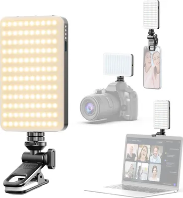 Produktbild von LED-Videoleuchte im Taschenformat, Video-LED-Fuelllicht 2500 K šC 9000 K, dimmbares Konferenzlicht fuer Computer, Tablet, Mobiltelefon, DSLR-Kamera, eingebauter Akku mit Bildschirmclip und Kaltschuhhalterung