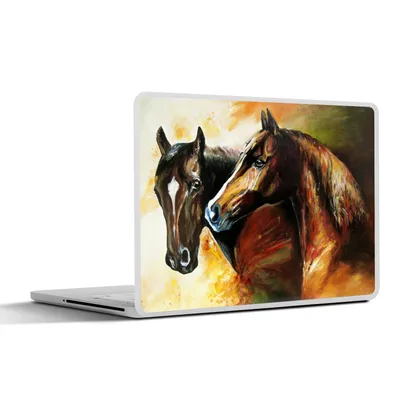 Produktbild von MuchoWow® Laptop Aufkleber Sticker Cover Malerei - Pferde - Tiere - Ölgemälde 40x30 cm - Laptop Dekoration - Selbstklebend