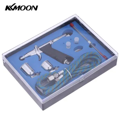 Obrázek produktu pro KKmoon Profesionální sada pistole na airbrush s hadičkou, 3 tryskami a 2 nádobkami pro umělecké malování, tetování, stříkání, modelářství a nehtové umění