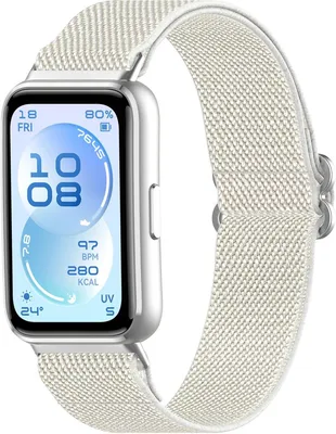Produktbild von Stravo geflochtenes Nylonarmband mit verstellbarem Schiebeverschluss – Passend für Huawei Band 11 / Band 11 Pro – Starlight