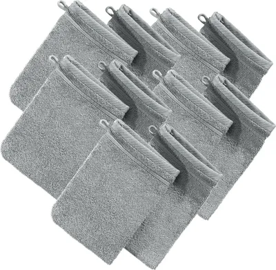 Produktbild von Erwin Müller Waschhandschuh Heidelberg" 10er-Pack hellgrau 15x21 cm"