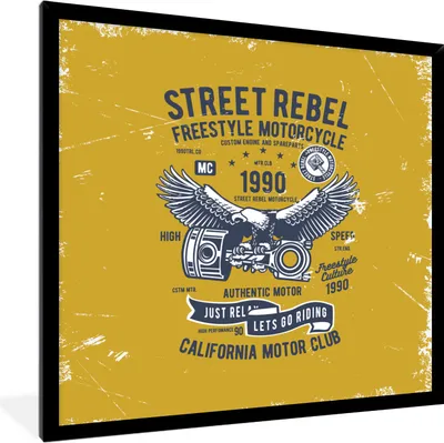 Produktbild von MuchoWow® MuchoWow® Gerahmtes Poster Vogel - Motor - Retro 40x40 cm - Poster mit zchwarzem Bilderrahmen - Mit Rahmen - Wanddekoration Schlafzimmer