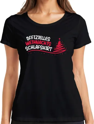 Produktbild von Offizielles Weihnachts-Schlafshirt Christbaum - Weihnachten Xmas Christmas Damen T-Shirt, Schwarz, XXL