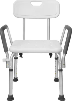 Obrázek produktu pro Sprchová židle Sprchový stolek - Výškově nastavitelná - 37,5 až 50,5 cm - S područkami - Protiskluzová