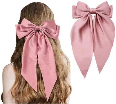 Immagine prodotto di Mollette per capelli rosa in raso, grandi, morbide, accessori per capelli da donna