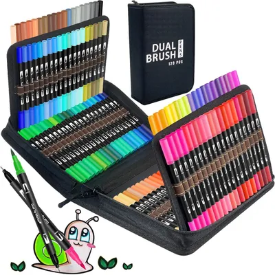 Produktbild von Fineliner Farbstifte 120 Stück, Doppelspitze 0,4 mm und 1-2 mm, für Bullet Journal