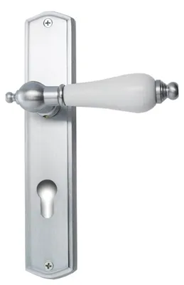 Produktbild von Oscar R039 Ghidini Türgriff-Langschild-Garnitur M18 mattchrom Handhabe weiß  (Lochung: PZ) Lochung: PZ