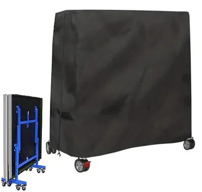 Obrázok produktu pre Kryt na stolný tenis Tafelhoes 210D – 165 × 70 × 185 cm – odolný voči dažďu a snehu – odolný voči UV žiareniu – chráni stoly na stolný tenis – pre vnútorné aj vonkajšie použitie – čierny
