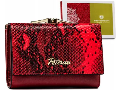 Obrázek produktu pro Peterson dámská kožená peněženka RFID červená se vzorem hadí kůže 12x8 cm