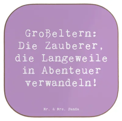 Produktbild von Mr. & Mrs. Panda Untersetzer Kaffee Spruch Großeltern Zauberer - Lavendeltraum - Geschenk, Familienscherzhafte, Design, für Gläser, Kaffeeuntersetzer, Geburtstage, Tassen
