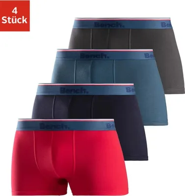 Produktbild von Bench Boxer Boxershorts für Herren 4 -teilig rot, blau, anthrazit, schwarz Größe M