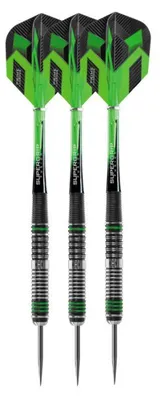 Immagine prodotto di Harrows - Freccette "Veridian", punta in acciaio, confezione da 3 PP4719 (26 g) (nero/verde)