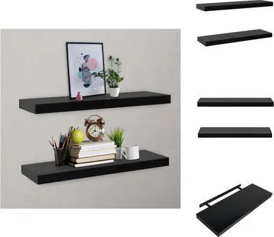 Image de vidaXL Étagères flottantes 2 pcs. noir 80x20x3,8 cm - étagères murales