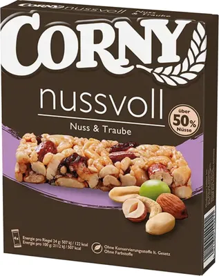 Image de Corny Nussvoll Noix & Raisin Barre de céréales, 4x24g