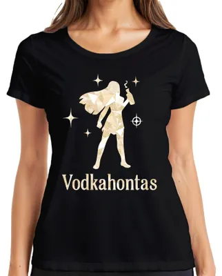 Obrázek produktu pro Vodkahontas Funny Girls' Night Out JGA Cocktail Party Saying Dámské tričko, černá, M