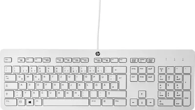 Produktbild von HP USB-Business-Tastatur, flach, grau, Volle Größe (100%), Kabelgebunden, USB, Membran Key Switch, Grau
