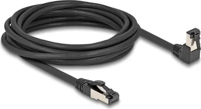 Produktbild von Delock RJ45 Netzwerkkabel Cat.8.1 S/FTP 90 grad unten gewinkelt / gerade 5 m schwarz
