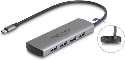Obrázek produktu pro DeLOCK 64293, USB 3.2 Gen 1 (3.1 Gen 1) Type-C, USB 3.2 Gen 2 (3.1 Gen 2) Type-A, 10000 Mbit/s, Šedá, Kov, 0,3 m