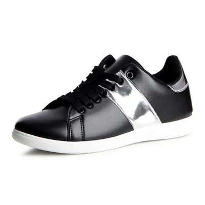 Produktbild von topschuhe24 804 Damen Sneaker Turnschuhe, Farbe:Schwarz Silber, Größe:36 EU