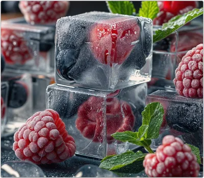 Produktbild von Spritzschutz Herdabdeckplatte Schneidebrett aus Glas Gefrorene Beeren 1-Teilig (60x52cm)