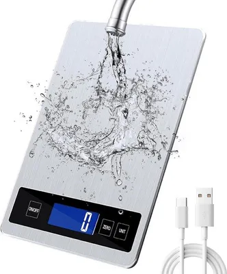 Image de Balance numérique avec écran LCD + acier inoxydable + verre trempé - Précision nominale jusqu'à 1 g