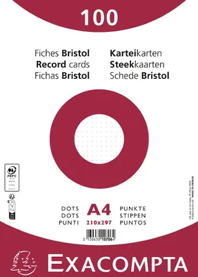 Produktbild von Exacompta Karteikarten A4 dots weiß 1000 Stück