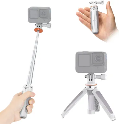 Produktbild von K&F CONCEPT Sportkamera, ausziehbares Selfie-Stick-Stativ, Aluminiumlegierung, 32 cm/12,6 Zoll max. Hoehe: 2 kg, Tragfaehigkeit, Ersatz fuer GoPro Hero 12/11/10/9, Vlog, Live-Streaming, Selfie-Videoaufzeichnung