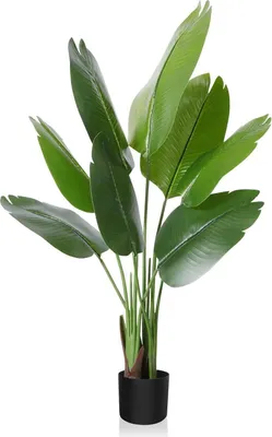 Immagine prodotto di Pianta artificiale uccello del paradiso 120cm palma tropicale 8 foglie vaso soggiorno ufficio giardino
