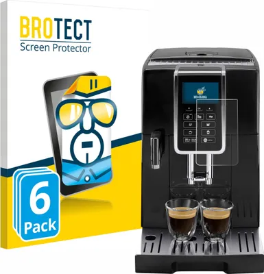 A screen protector package and a coffee machine are shown in the image.