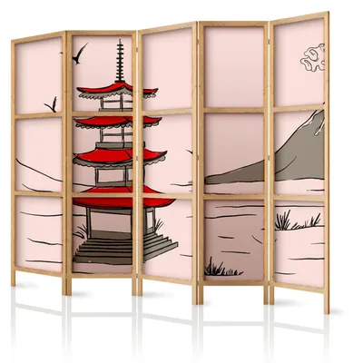 Produktbild von framed concept - Paravent Raumteiler aus Holz 225x172 cm, 5-teilig, einseitig, im orientalischen Stil