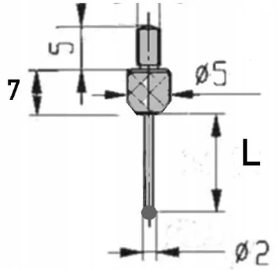 Image de Embout de palpeur cylindrique Gimex rubis 2.0 x 20 mm