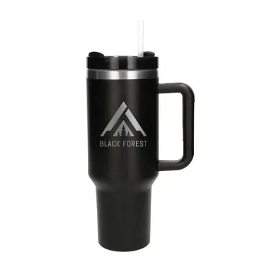 Produktbild von Extralink Black Forest Thermobecher mit Strohhalm und Henkel 1200ml Schwarz
