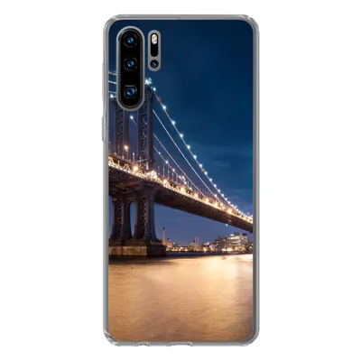 Produktbild von MuchoWow® Handyhülle Schutzhülle Hülle für Huawei P30 Pro New York - Manhattan - Mond Silikon Softcase Handy Hülle - Schutzdeckel