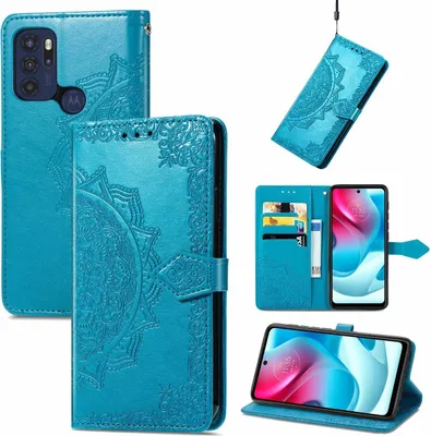 Produktbild von König Design Hülle kompatibel mit Motorola Moto G60S Kunstleder Handyhülle - Handy Case Blau