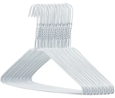 50 Drahtkleiderbügel, 41 cm, Metall, weiß, leicht