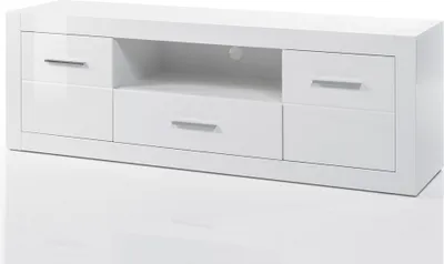 Produktbild von TV-Lowboard BALVE-61 in weiß Hochglanz mit Kabeldurchlass & LED BxHxT: 180x61x45cm