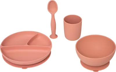 Obrázek produktu pro Jídelní set pro děti s přísavkami, 4 kusy, růžový