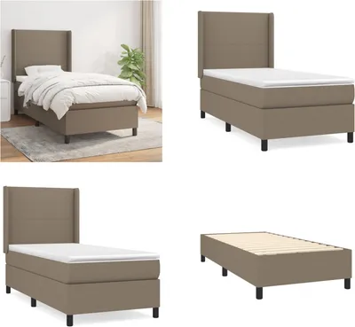 Produktbild von vidaXL Boxspringbett mit Matratze Taupe 100x200 cm Stoff - Boxspringbett - Boxspringbetten - Bett - Schlafzimmermöbel