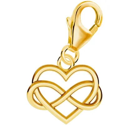 Unendlichkeit Charm Anhänger mit Herz für Ewige Liebe I Gelbgold