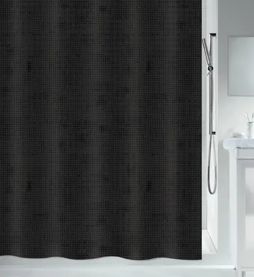 Obrázek produktu pro Sprchový závěs Spirella proti plísním - antibakteriální, omyvatelný, voděodolný, polyester, "Georges" 180x180cm Černý