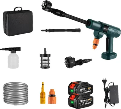 Obrázok produktu pre Vysokotlakový čistič, výkon 200 barov, tryska 6 v 1, 2 batérie, zástrčka EÚ, elektrický