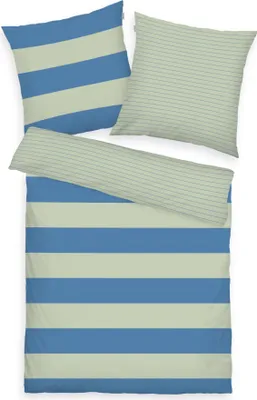Produktbild von HERDING TOM TAILOR Bettwäsche - Bold Stripes Green Leaf & Cool Blue - 80-x-80-cm-135-x-200-cm, Deckenbezug im Lieferumfang enthalten, Kissenbezug enthalten Größe: 80 x 80 cm + 135 x 200 cm