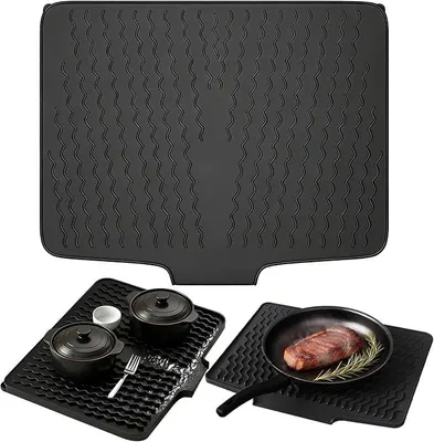 Produktbild von PolkaHome® Abtropfmatte Silikon Spülbecken 40x33 cm Antirutschmatte Geschirr Trockenmatte