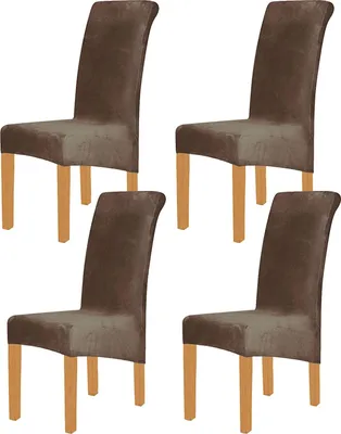 Obrázek produktu pro 4 kusy XL Velvet Stretch Jídelní židle Kryty - Elastan Plyšové židle Kryty Pevné velké jídelní židle Chránič Home Dekor