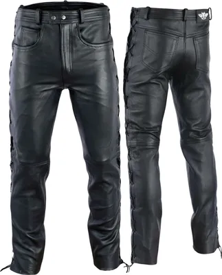 Produktbild von BULLDT Lederhose lederjeans bikerjeans seitlich geschnürt Anilinleder Naturleder, Größe:60/4XL