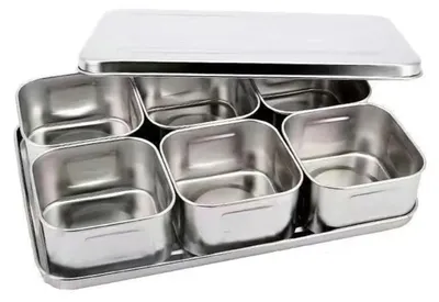 Produktbild von Edelstahl-Gewürzbox mit 6 Fächern für die Küche