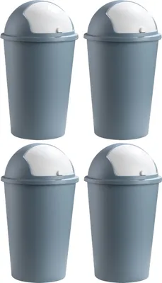 Produktbild von Abfalleimer - 50 Liter - Ø 40 cm - Weiß - Pastellblau - Kunststoff - 4er Set