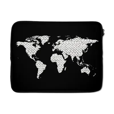 Produktbild von MuchoWow® Laptop Hülle 15 Zoll Weltkarte - Muster - Schwarz Laptoptasche - Laptoptasche - Sleeve - Rundum-Schutz